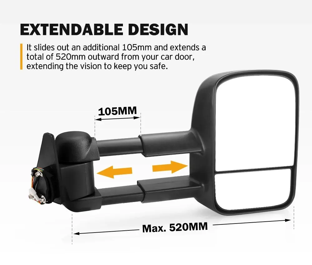 San Hima Pair Extendable Towing Mirrors Fit Toyota Landcruiser 80 1990-1998