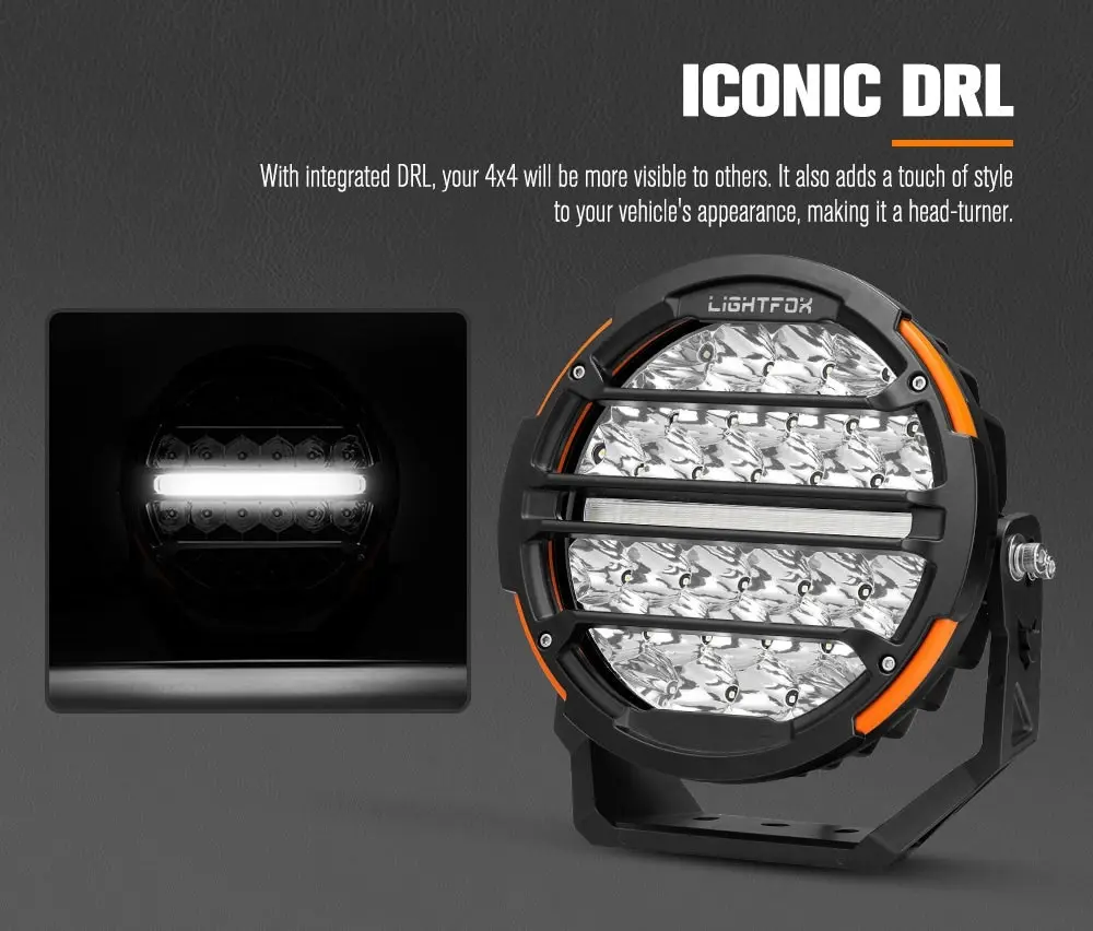 Lightfox Pair 9 inch Osram LED Driving Lights Round Spotlight Spot DRL Headlight