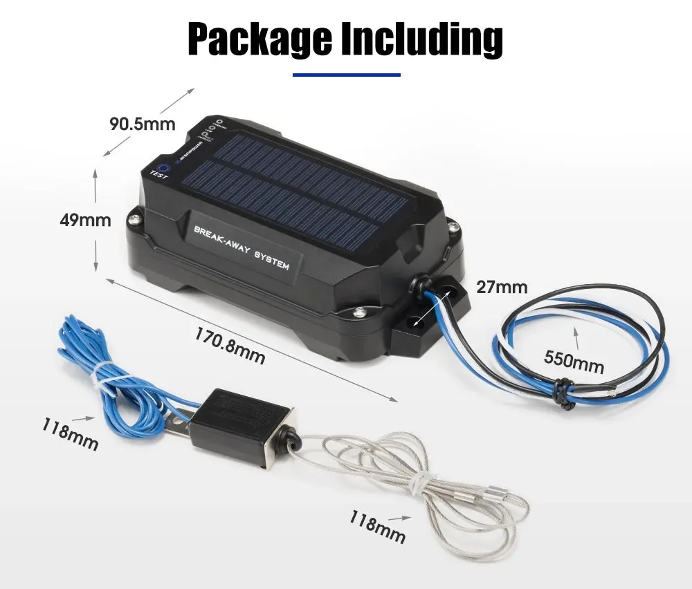 Atem Power Break Away System with Battery& Switch Solar Trailer Camper Electric