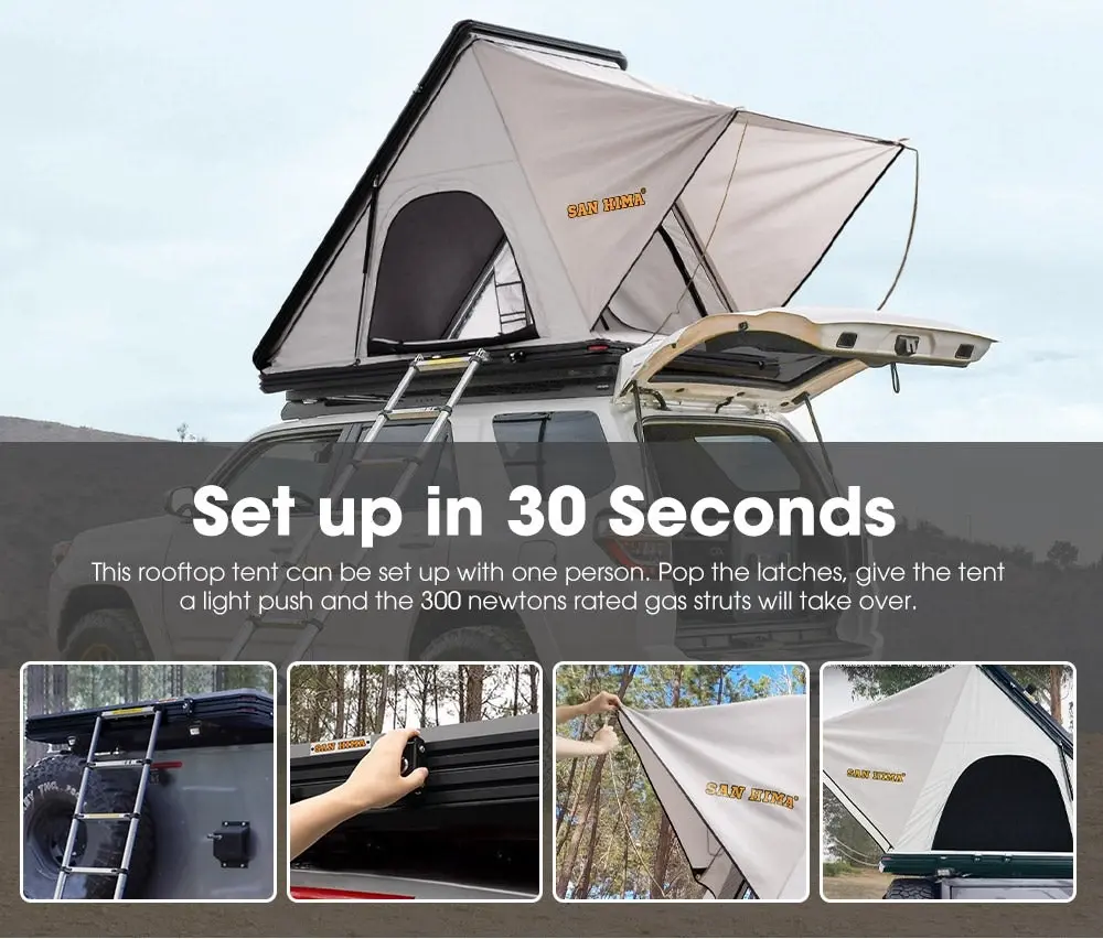 San Hima Kalbarri Roof Top Tent Hardshell With Roof Rack + 130W Solar Panel