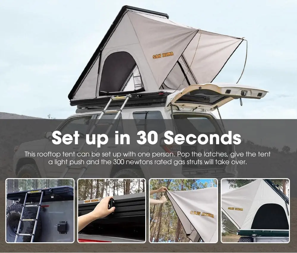 San Hima Kalbarri Roof Top Tent Hardshell With Roof Rack + 200W Solar Panel