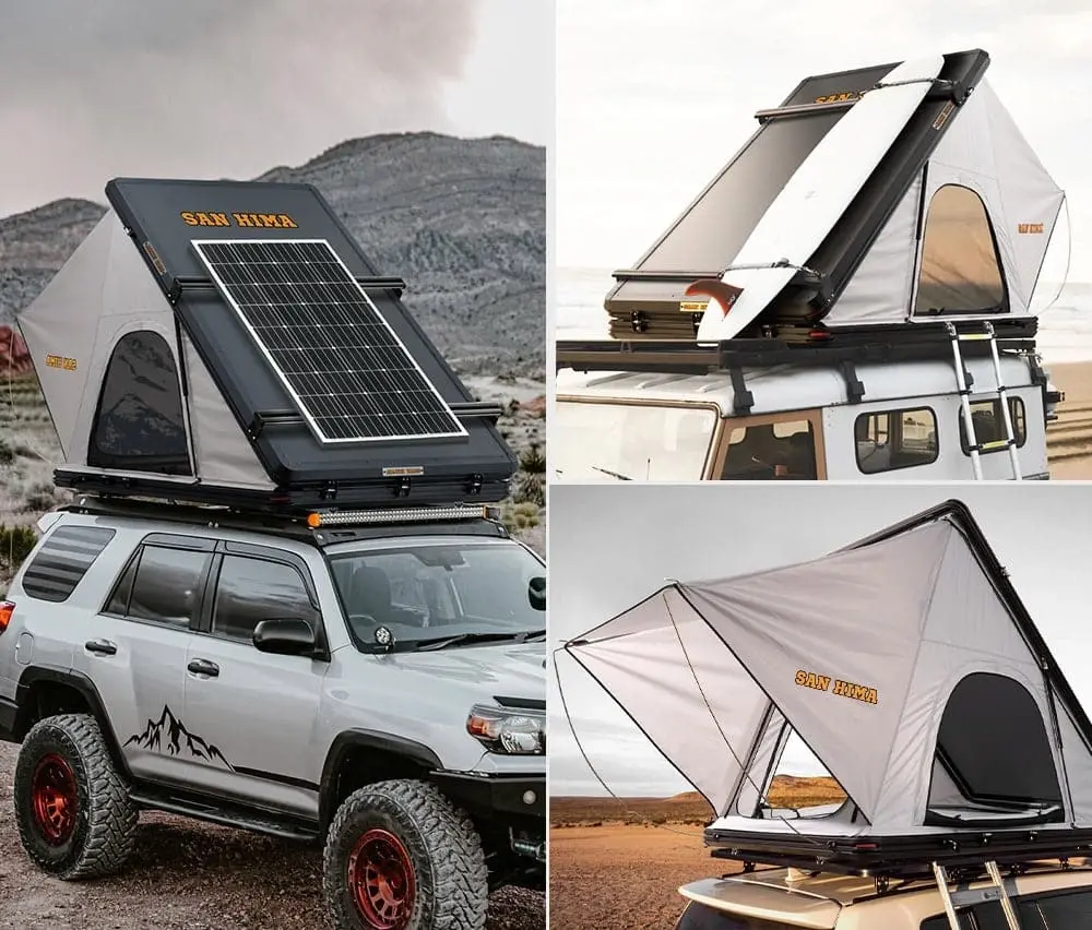 San Hima Kalbarri Roof Top Tent Hardshell With Roof Rack + 200W Solar Panel