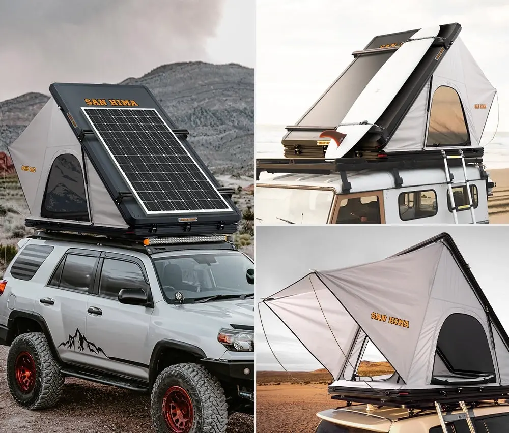 San Hima Kalbarri Roof Top Tent Hardshell With Roof Rack + 250W Solar Panel