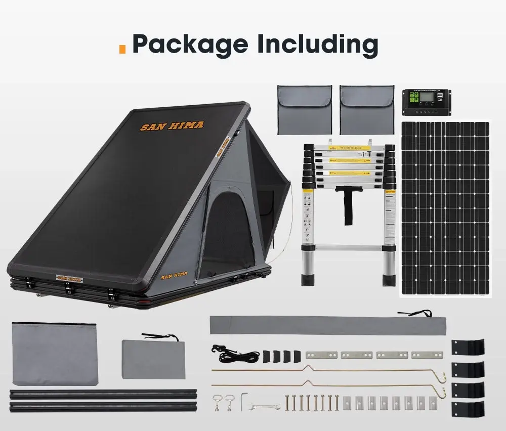 San Hima Kalbarri Roof Top Tent Hardshell With Roof Rack + 250W Solar Panel