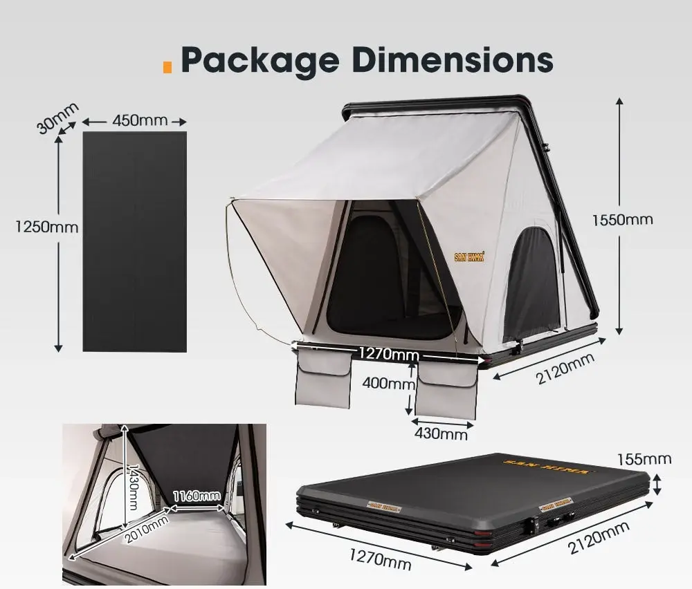 San Hima Kalbarri Roof Top Tent Hardshell With Roof Rack + 120W Solar Panel