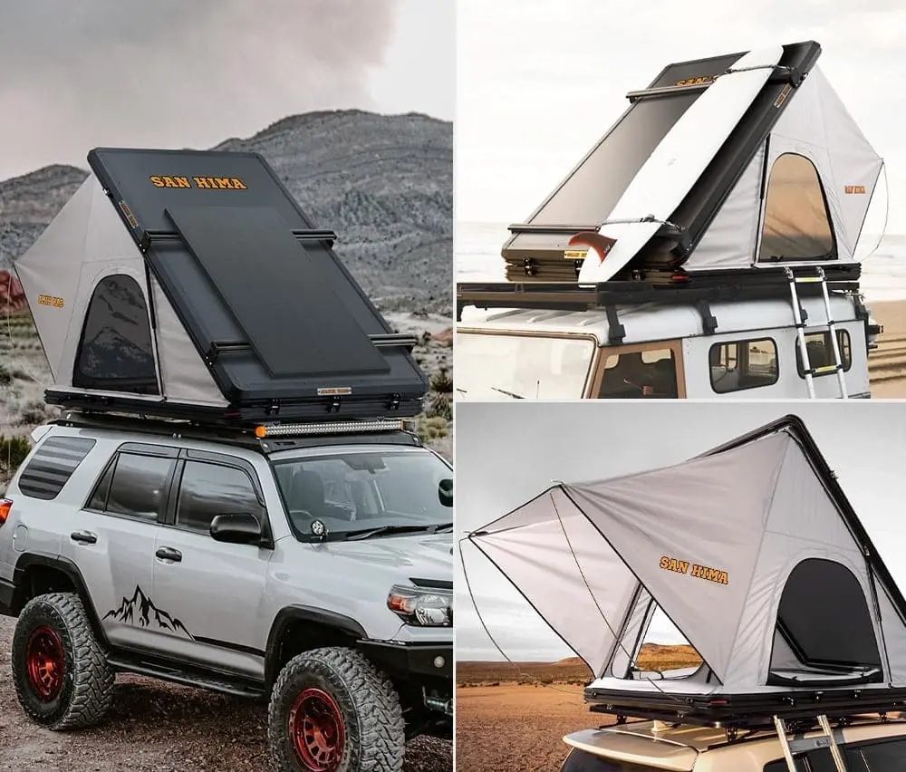 San Hima Kalbarri Roof Top Tent Hardshell With Roof Rack + 120W Solar Panel