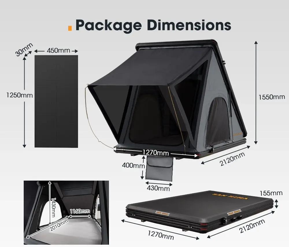 San Hima Kalbarri Roof Top Tent Hardshell With Roof Rack + 120W Solar Panel