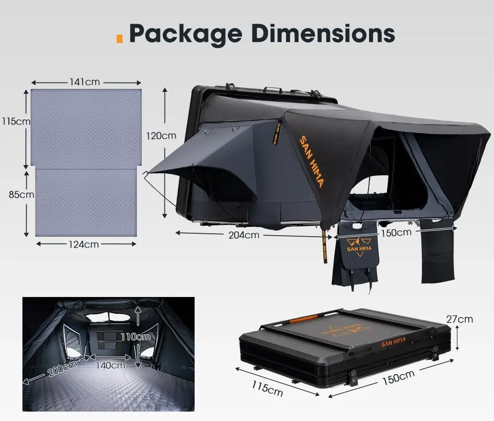 San Hima Jervis Pro Roof Top Tent Hardshell Side Opening With Ladder 4WD Camping