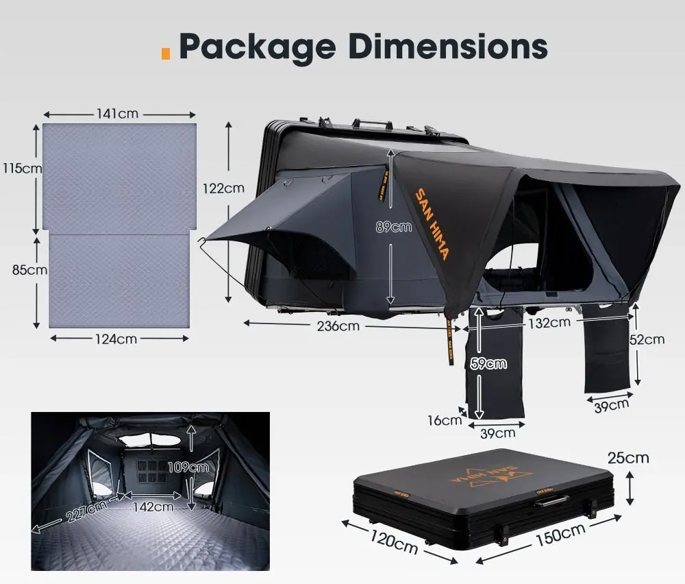 San Hima Jervis Pro Roof Top Tent Hardshell Side Opening With Ladder 4WD Camping