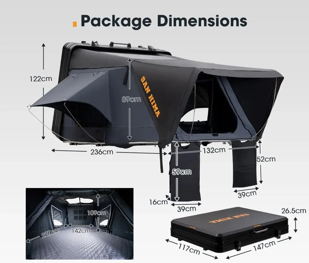 San Hima Jervis Pro Roof Top Tent Hardshell Side Opening With Ladder 4WD Camping