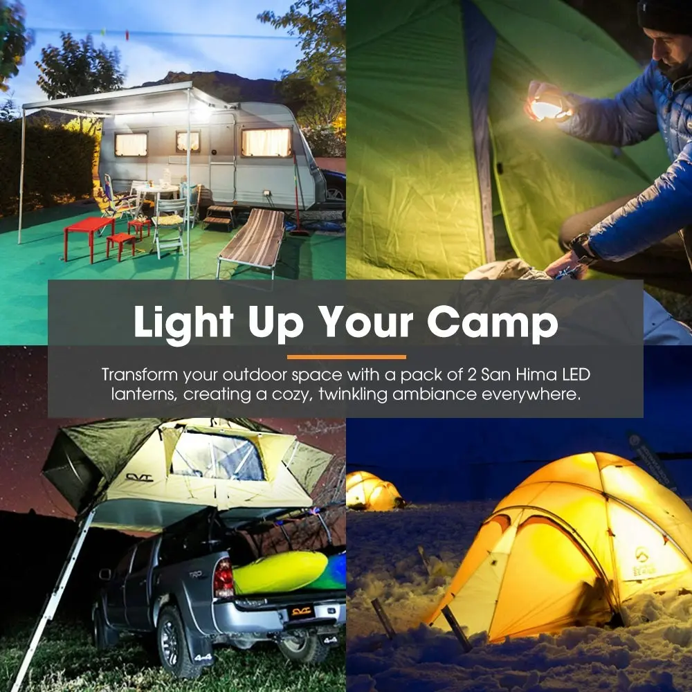 San Hima 4x Camp Light Dual Colour LED Lantern with Inbuilt Lithium Battery