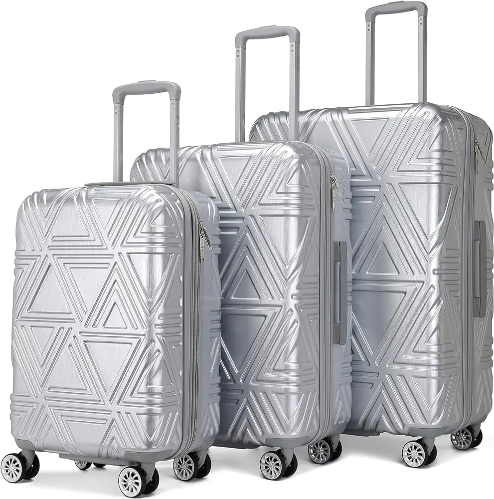 Badgley Mischka Luxury Trolley Luggage Suitcase - Small Silver