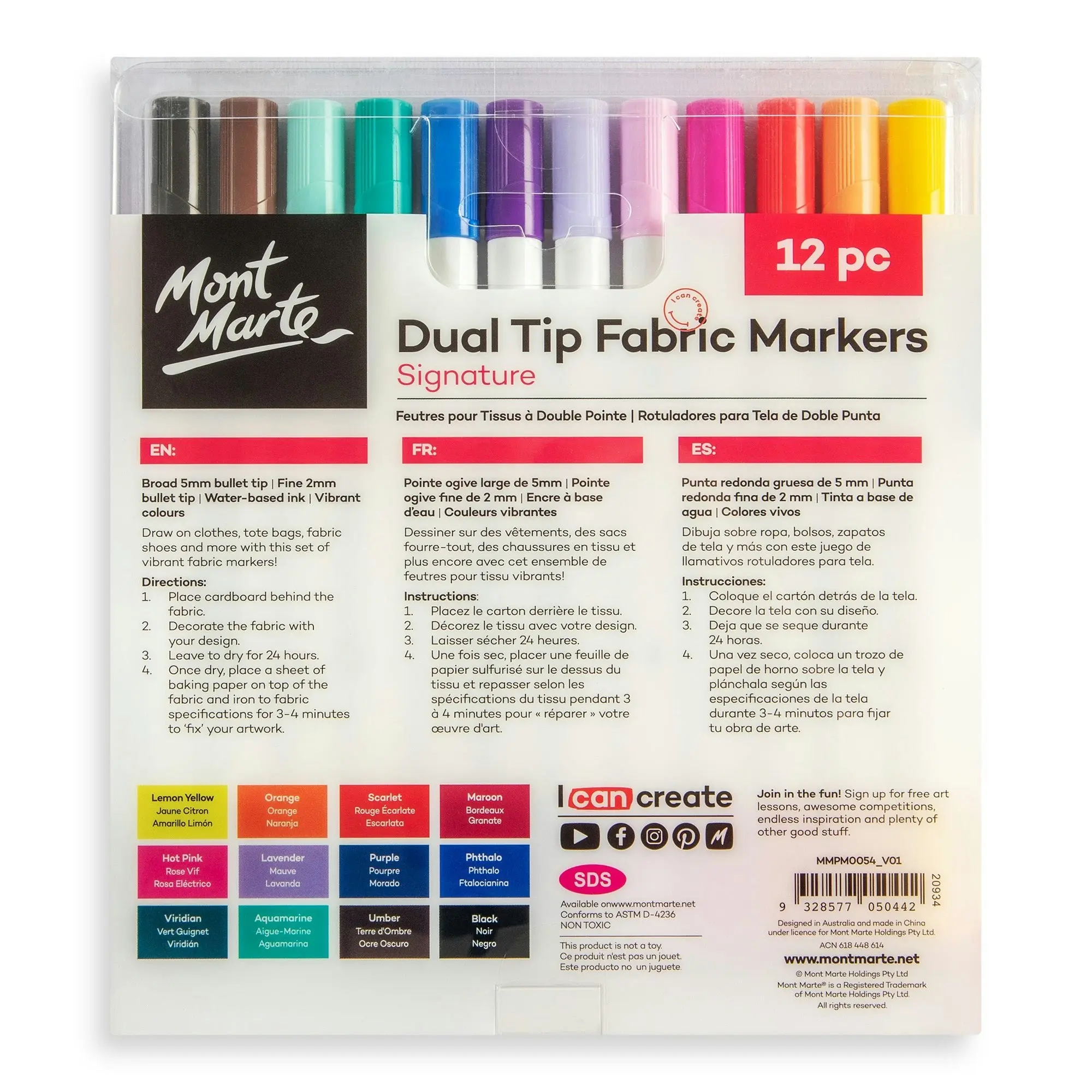 Mont Marte Dual Tip Fabric Markers