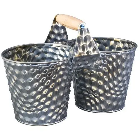 Metal Double Plant Pot Textured Finish