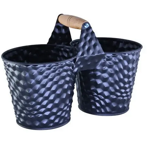 Metal Double Plant Pot Textured Finish