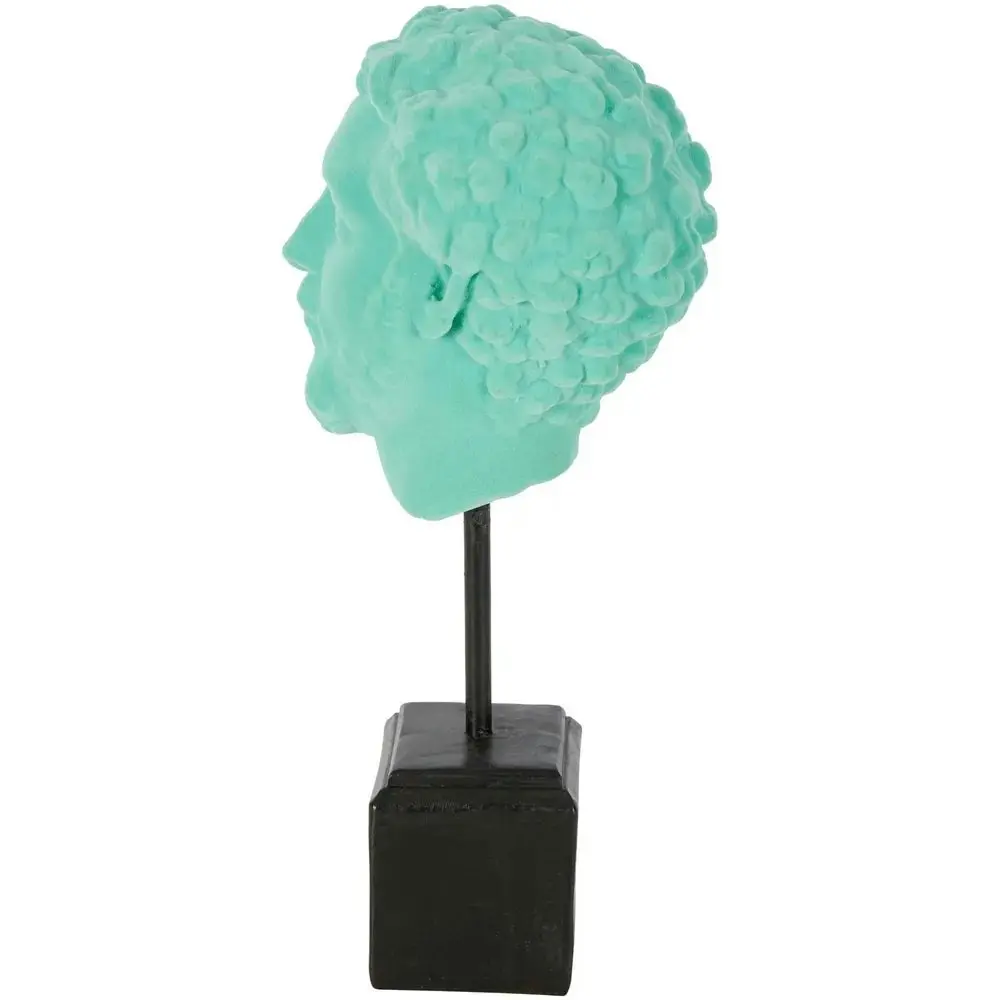 David Flocked Head on Stand Aqua Green