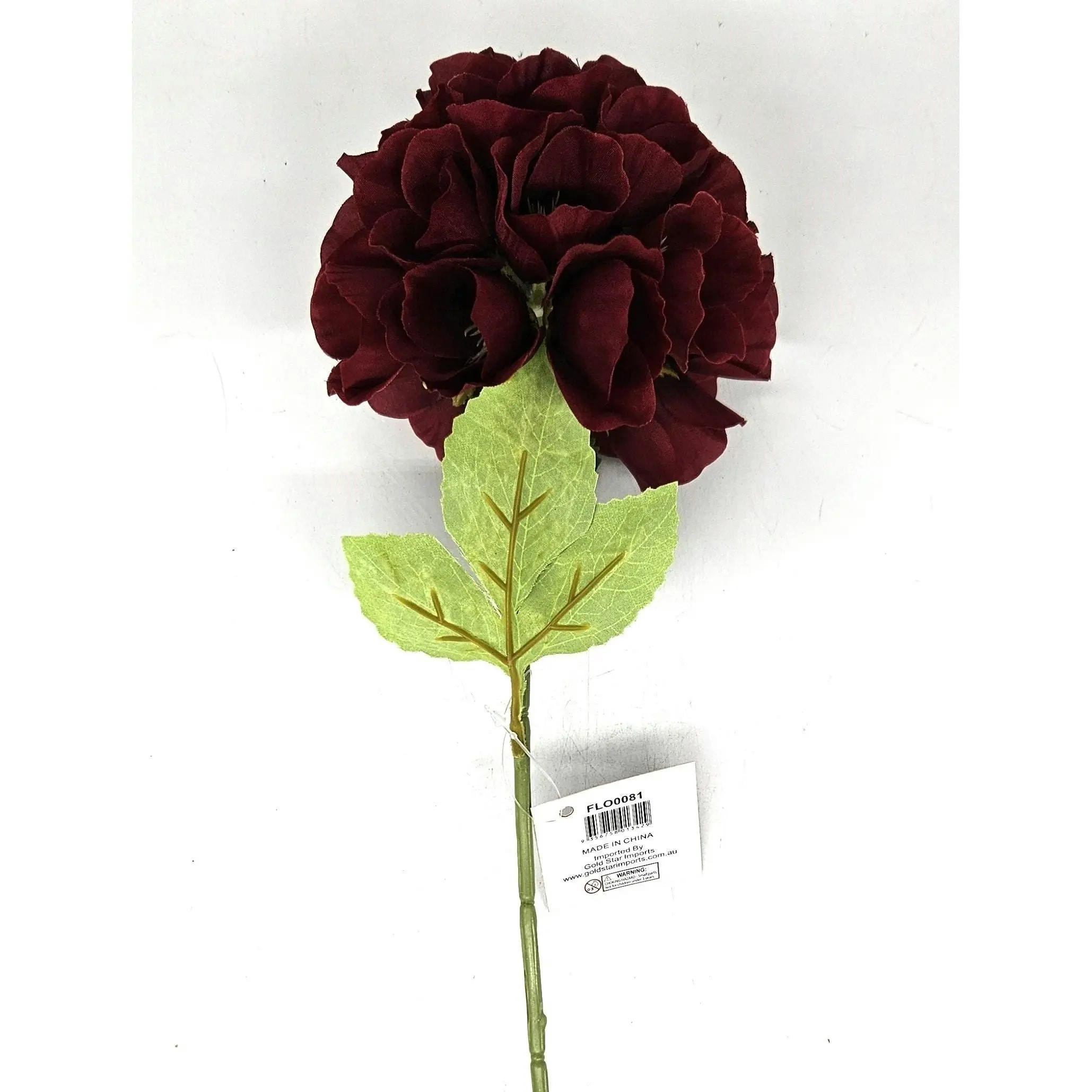 Faux Ball Flower -Burgundy