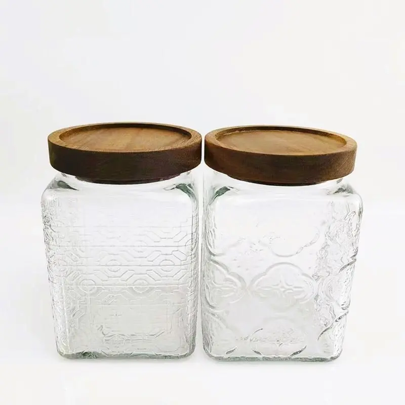 Glass Storage Jar with Wood Lid