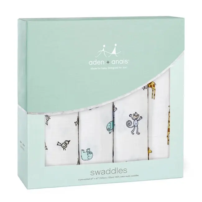 Aden + Anais jungle jam classic muslin 4-pack swaddles