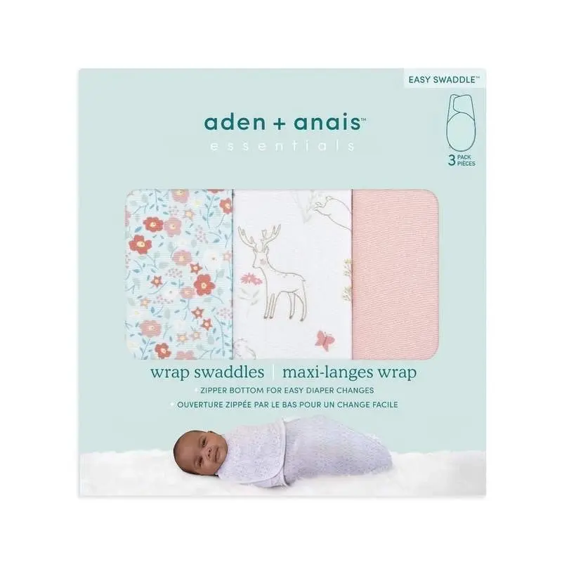 Aden + Anais essentials wrap swaddle 3 pack - Fairy Tale Flowers 0-3 months