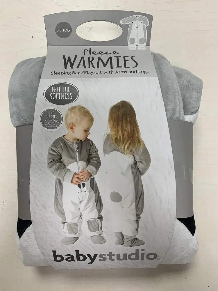 babystudio warmies with arms and legs cotton/fleece 3.0 tog - polar bear & koala bear