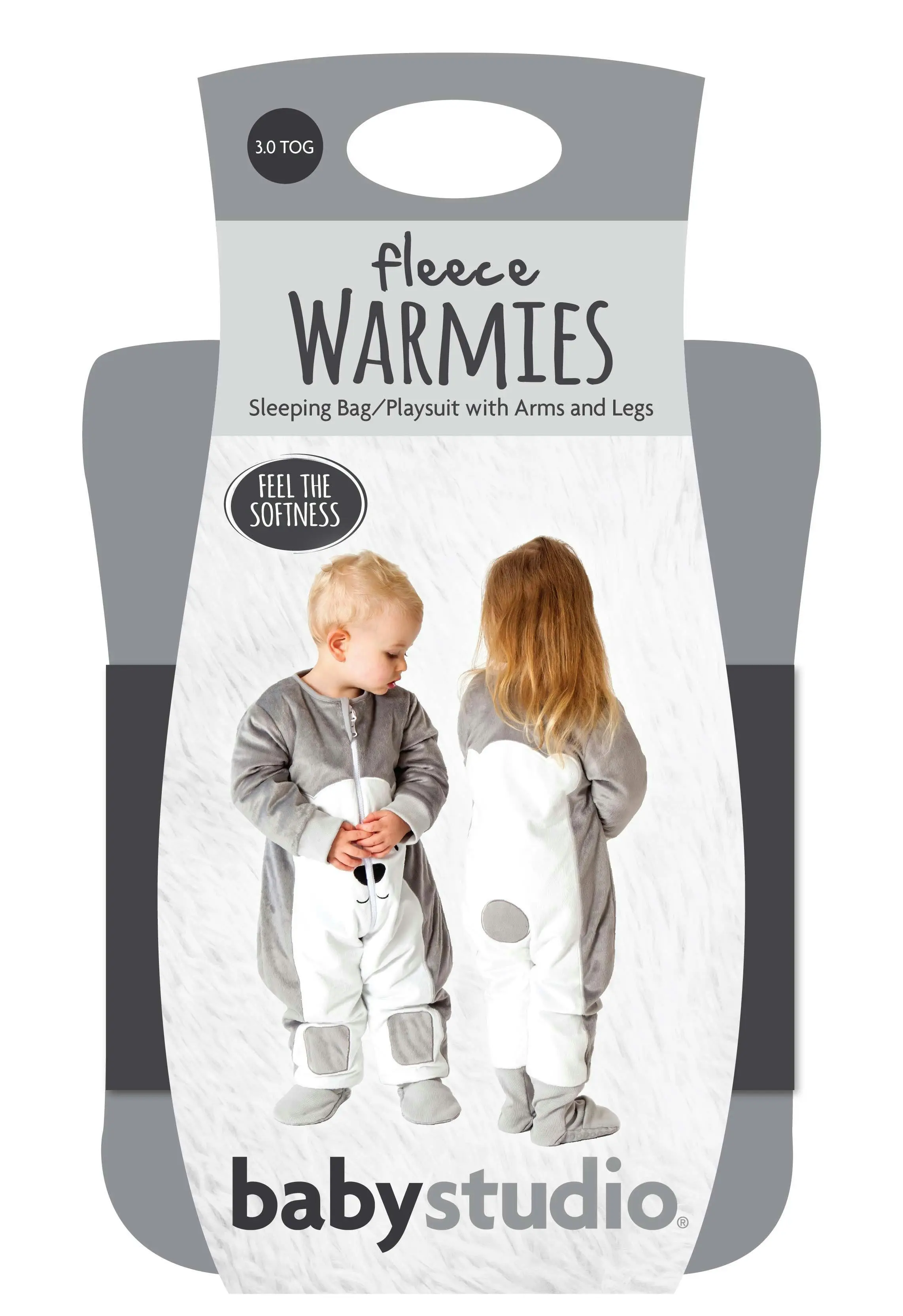 babystudio warmies with arms and legs cotton/fleece 3.0 tog - polar bear & koala bear