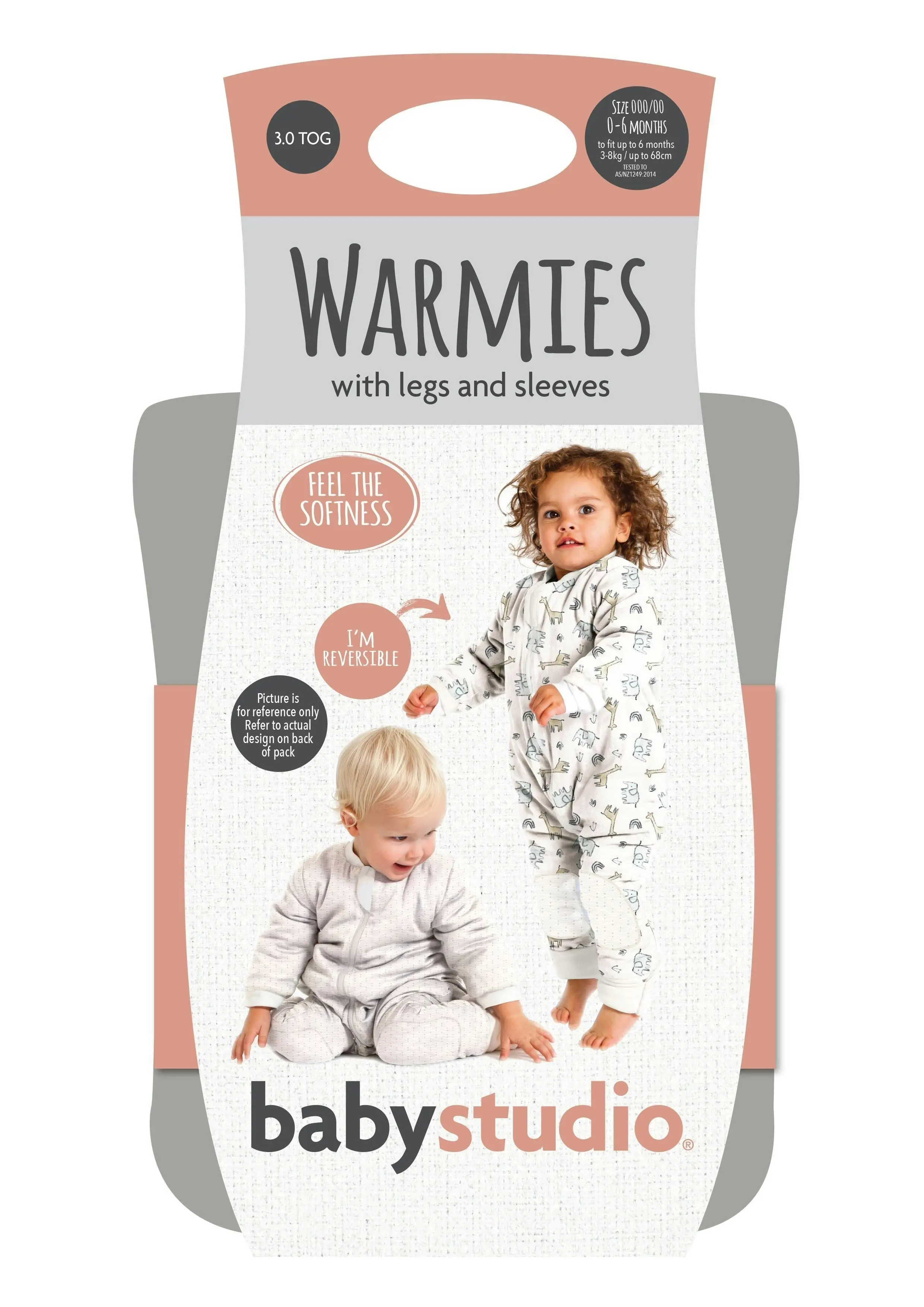 babystudio warmies cotton with arms and legs cotton 3.0TOG - charcoal/hugs equals love