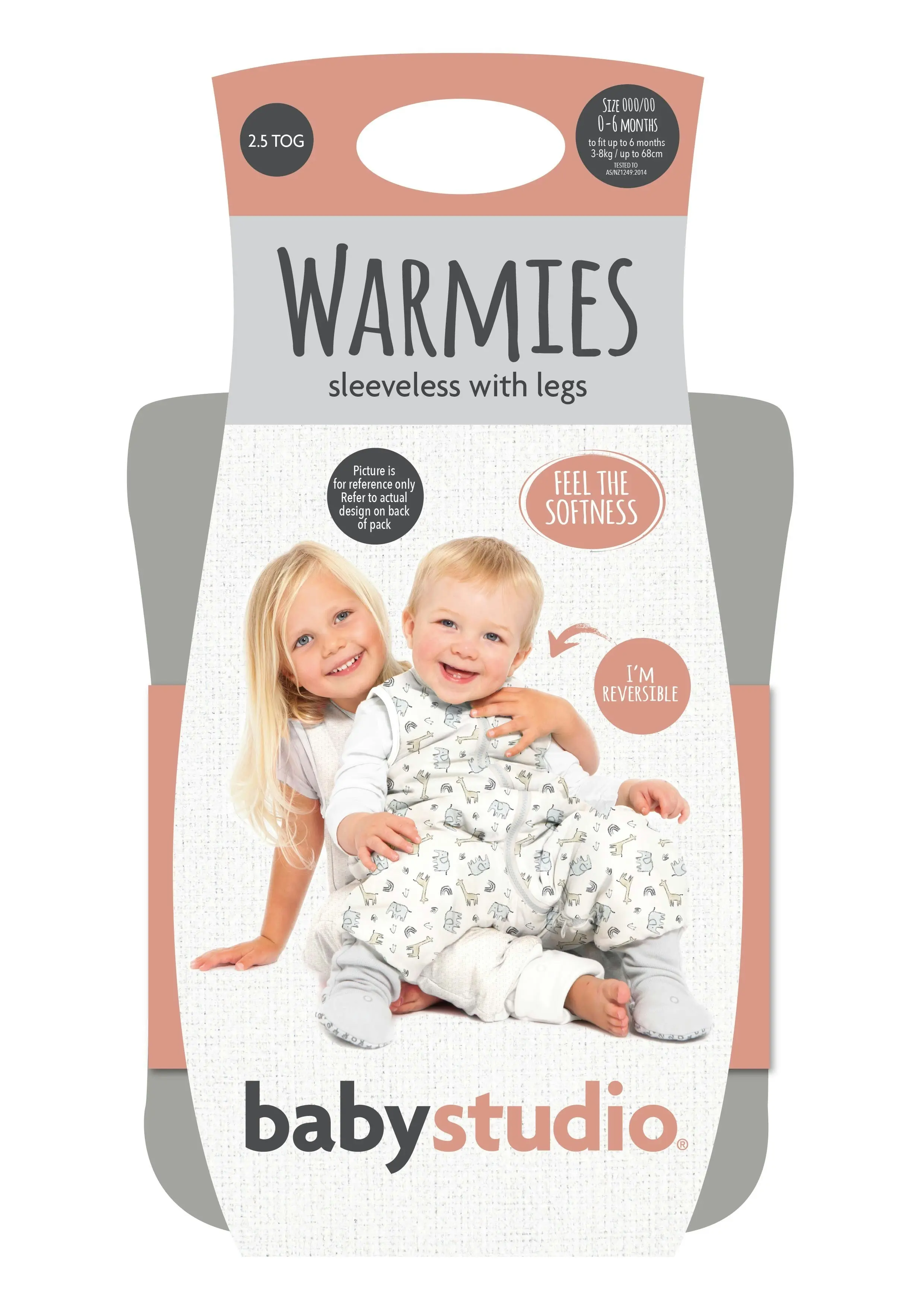 babystudio warmies cotton sleeveless with legs 2.5 TOG - oatmeal/rumble jungle