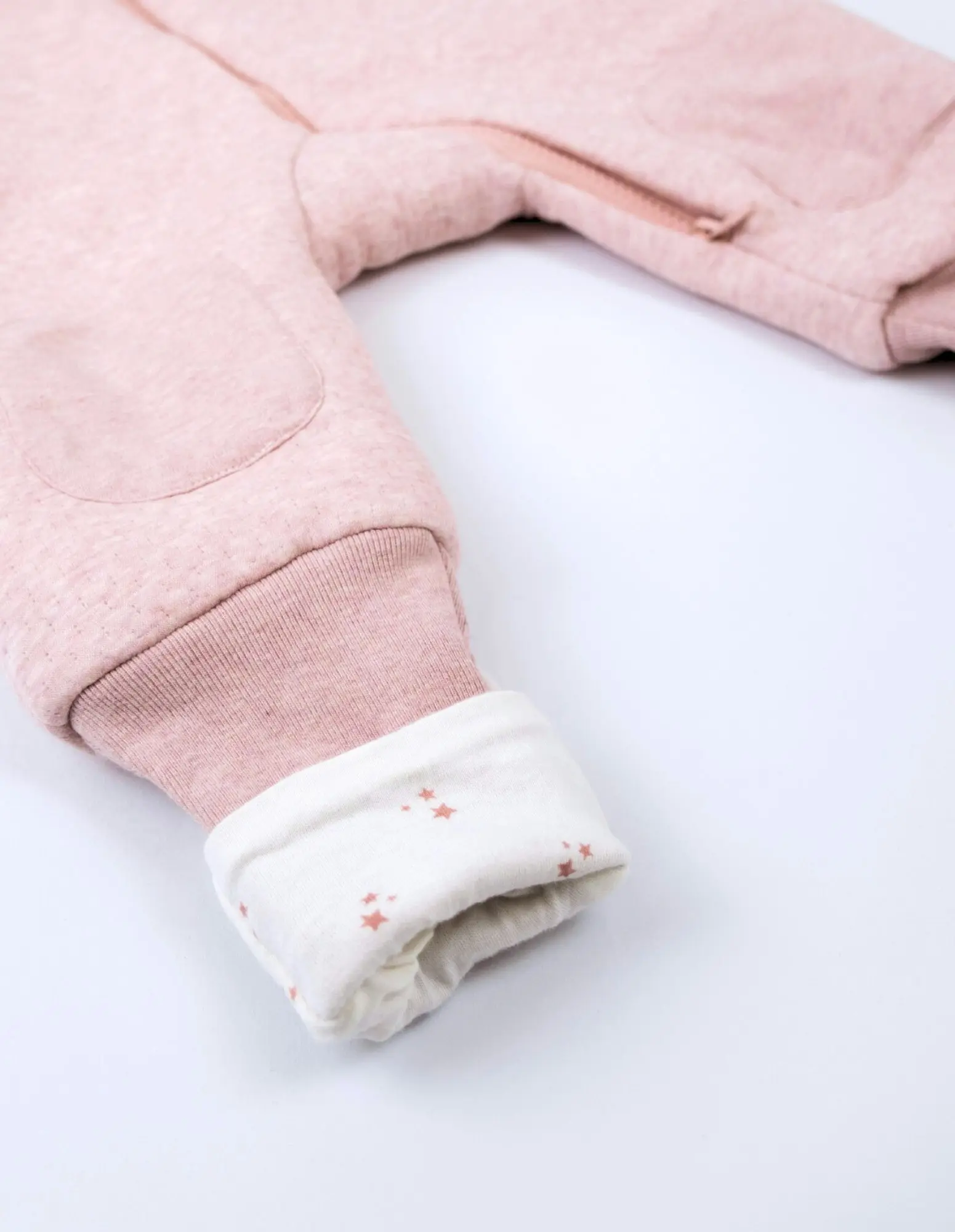 babystudio warmies cotton sleeveless sleeping bag with legs 2.5 TOG - dusty pink/pink stars