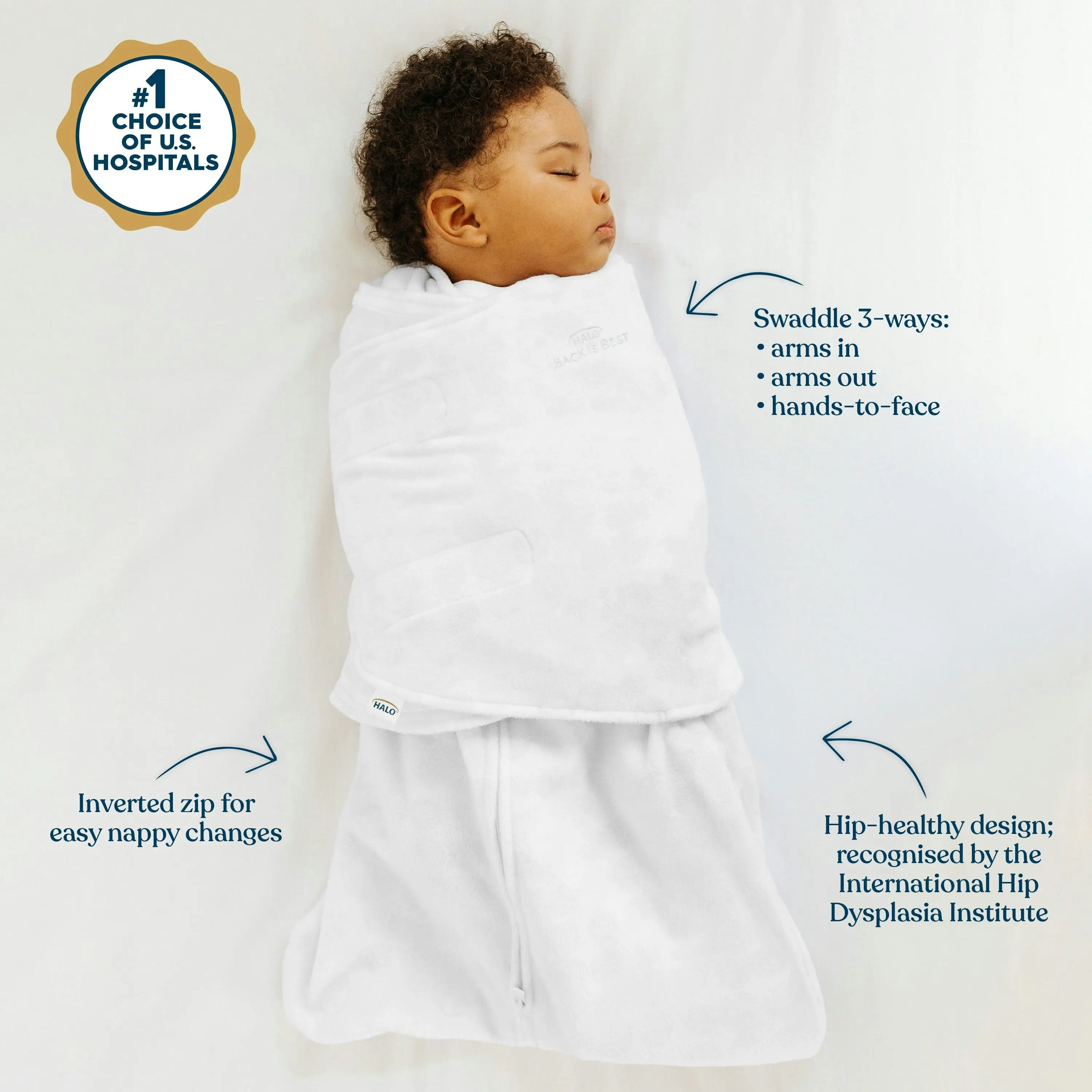 HALO® SleepSack® Swaddle (3-6M) 1.5 TOG - White