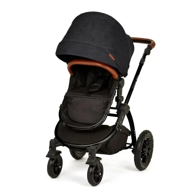 Stomp V3 All In One Four Wheel Pram (AUS) - Black / Black / Tan