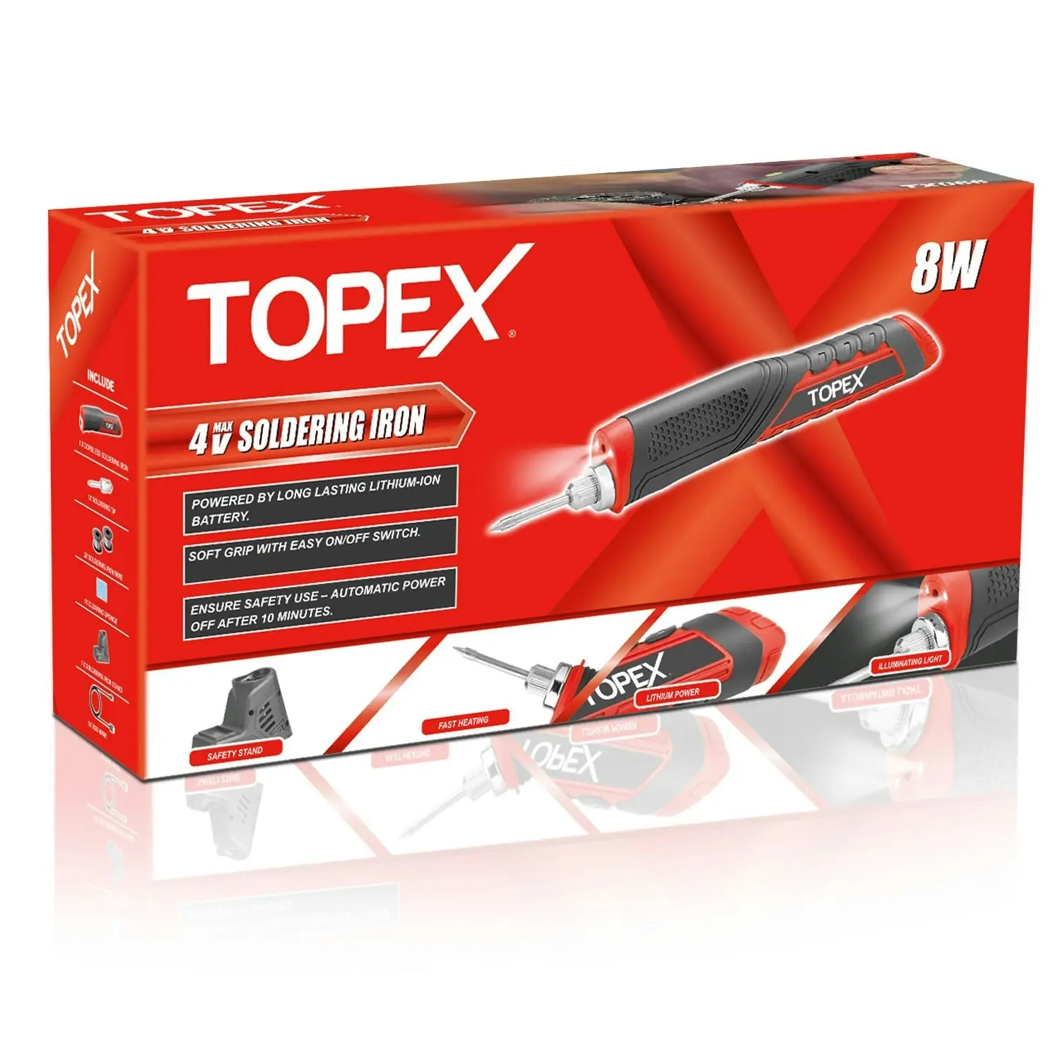 Topex 4V Max Cordless Soldering Iron with Rechargeable Lithium-Ion Battery