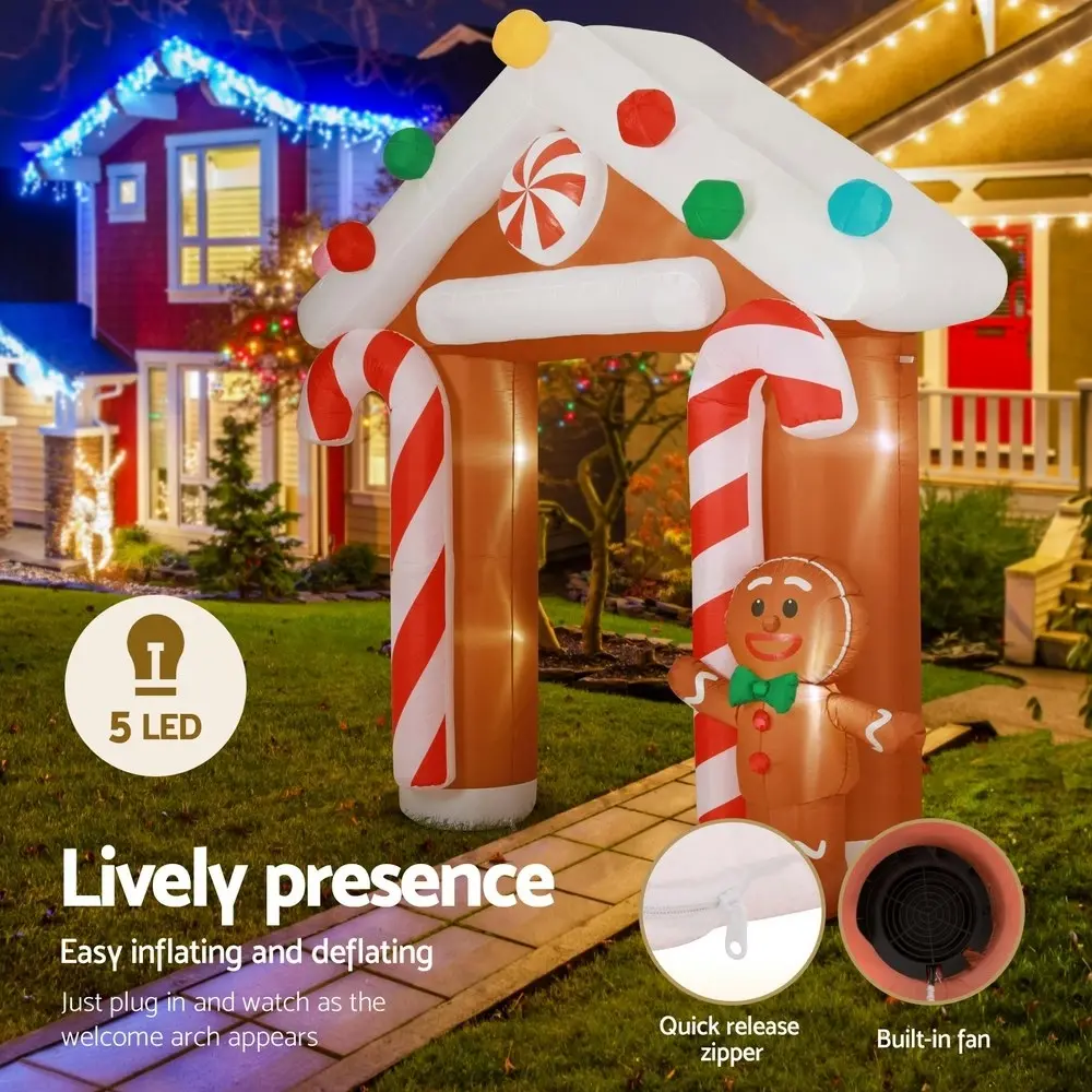 Jingle Jollys Christmas Inflatable Archwary Ginger 2.8M Illuminated Decorations