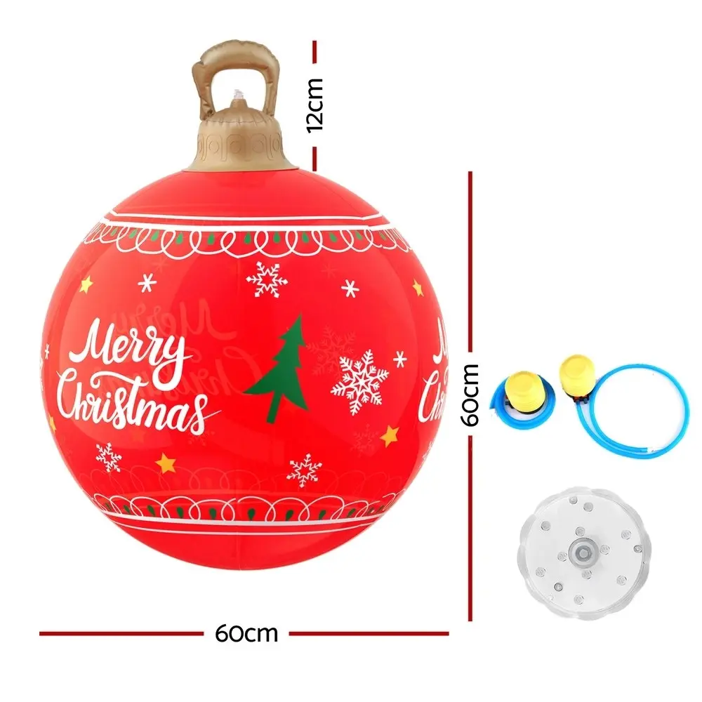 Jingle Jollys Christmas Inflatable Ball Led 60cm Decoration Giant Bauble Red