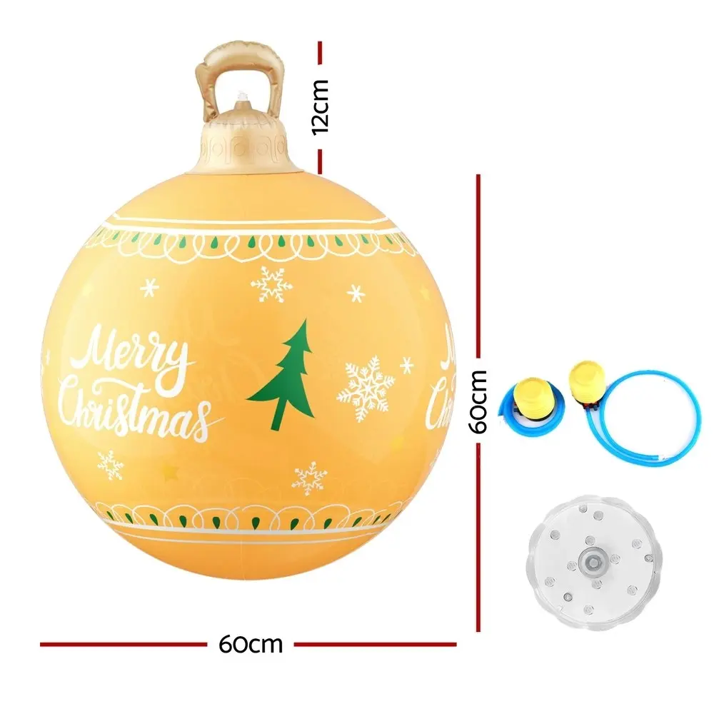 Jingle Jollys Christmas Inflatable Ball Led 60cm Decoration Giant Bauble Gold