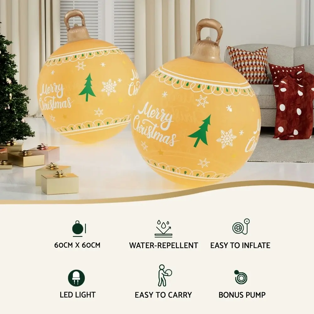 Jingle Jollys Christmas Inflatable Ball Led 60cm Decoration Giant Bauble Gold