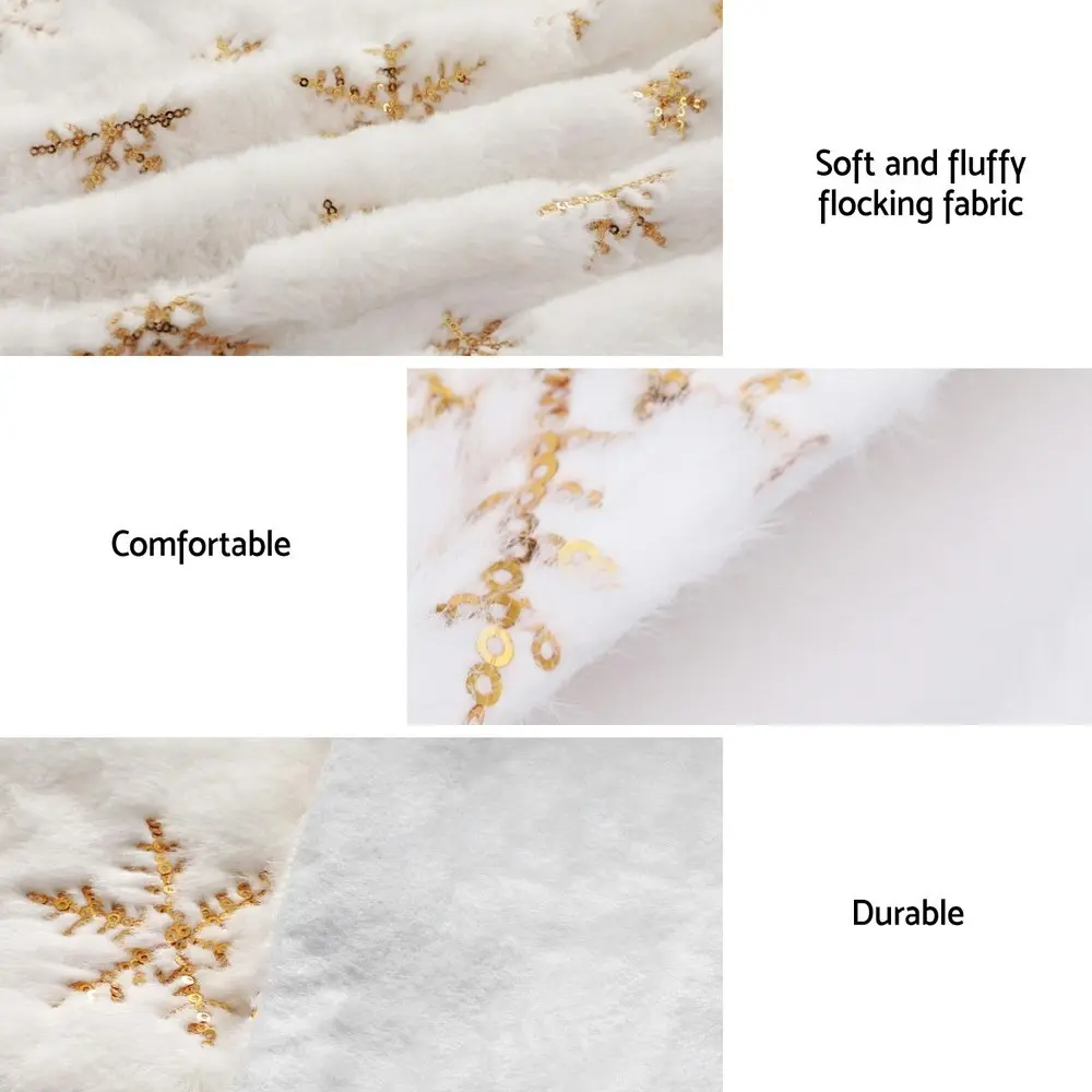 Jingle Jollys Christmas Tree Skirt 90cm Snowflake Ornaments Xmas Decorations