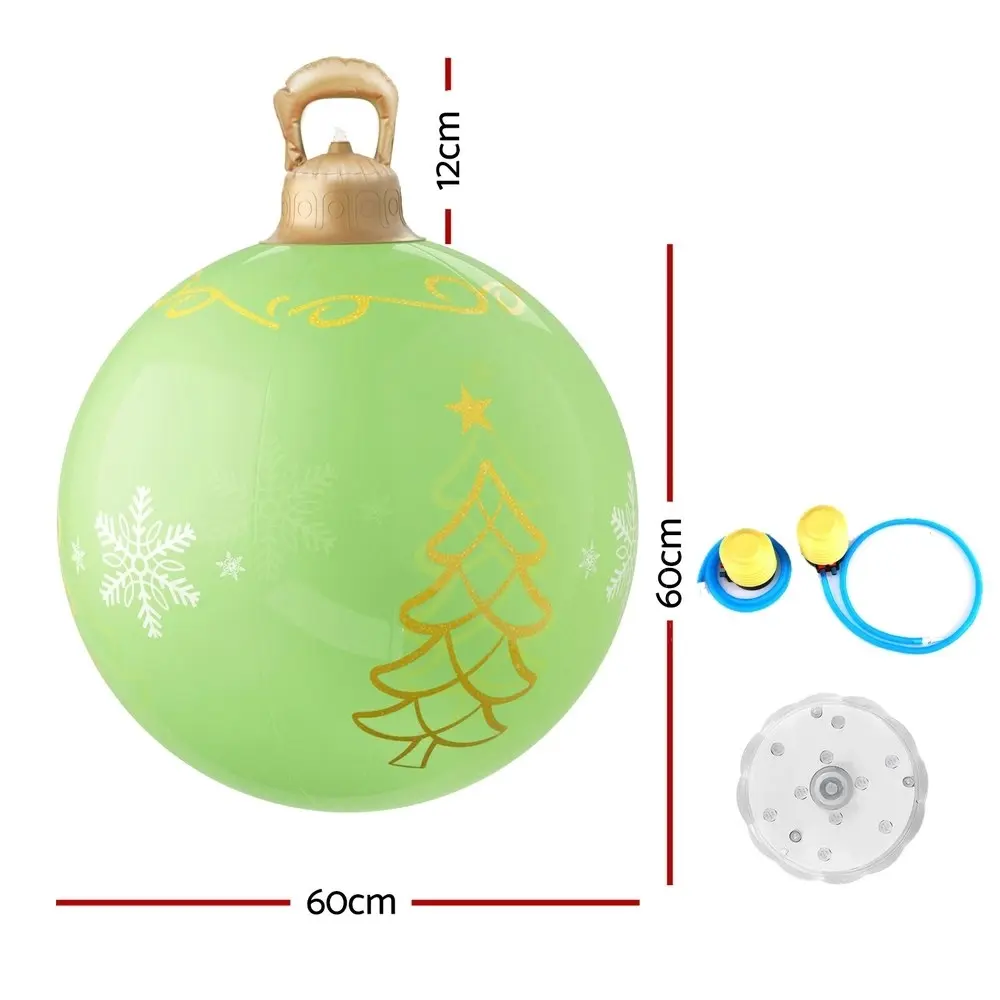 Jingle Jollys Christmas Inflatable Ball Led 60cm Tree Decoration Bauble Green