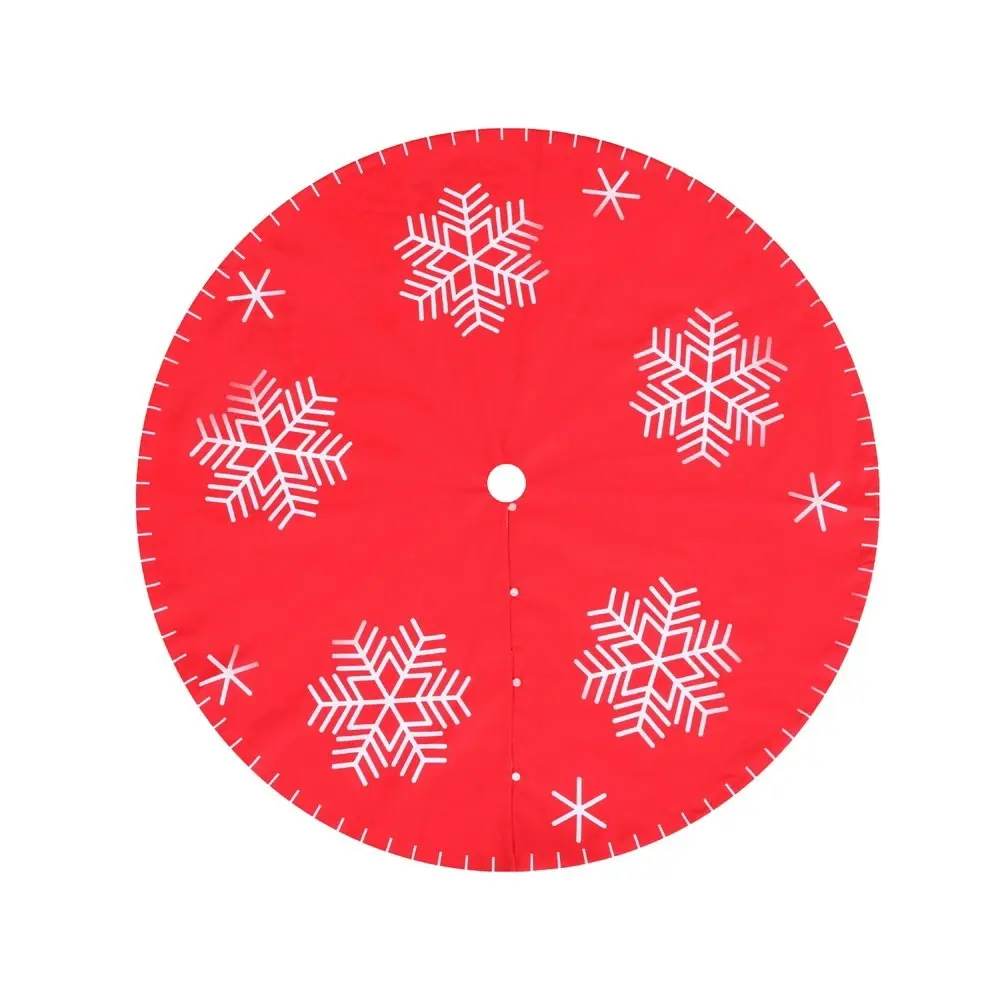 Jingle Jollys Christmas Tree Skirt 90cm Snowflake Ornaments Party Decorations