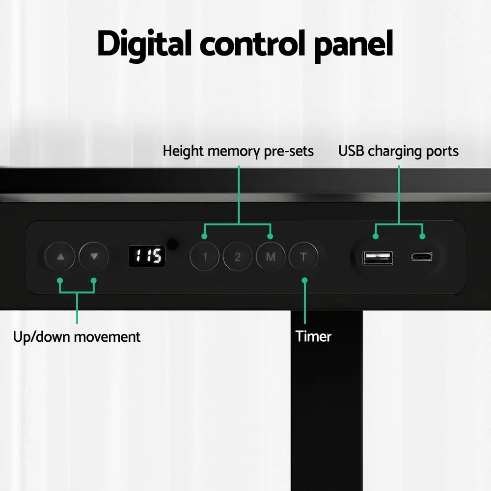 Artiss Standing Desk Motorised Electric Dual Motor Drawer 120CM Black