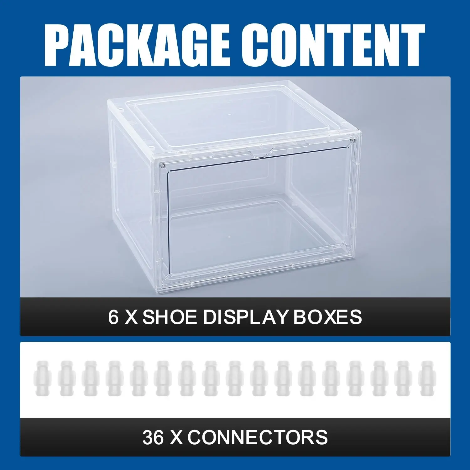 Stelive 6PCS Shoe Display Box Shoe Box Storage Container Stackable Shoe Storage Box 33.4x27.5x22.3cm