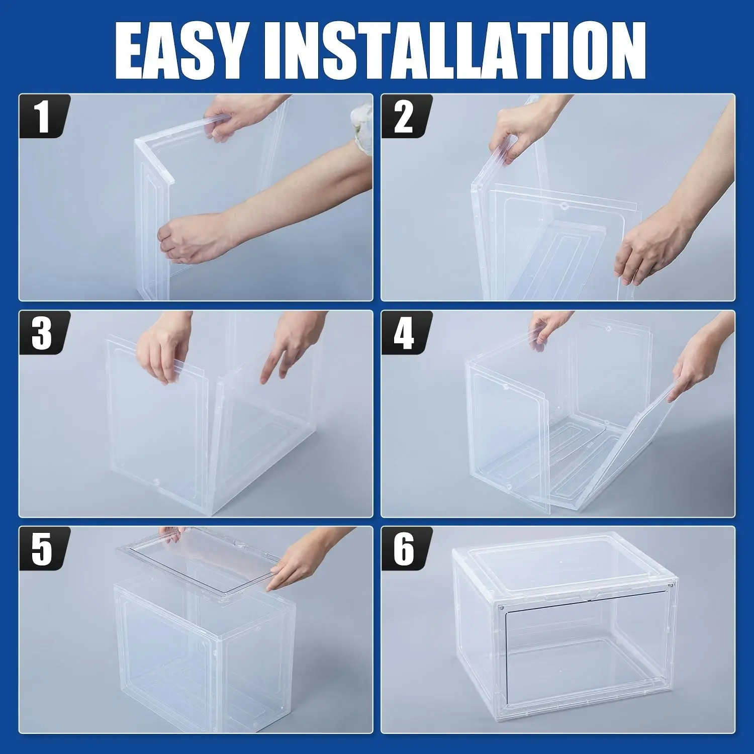 Stelive 6PCS Shoe Display Box Shoe Box Storage Container Stackable Shoe Storage Box 33.4x27.5x22.3cm