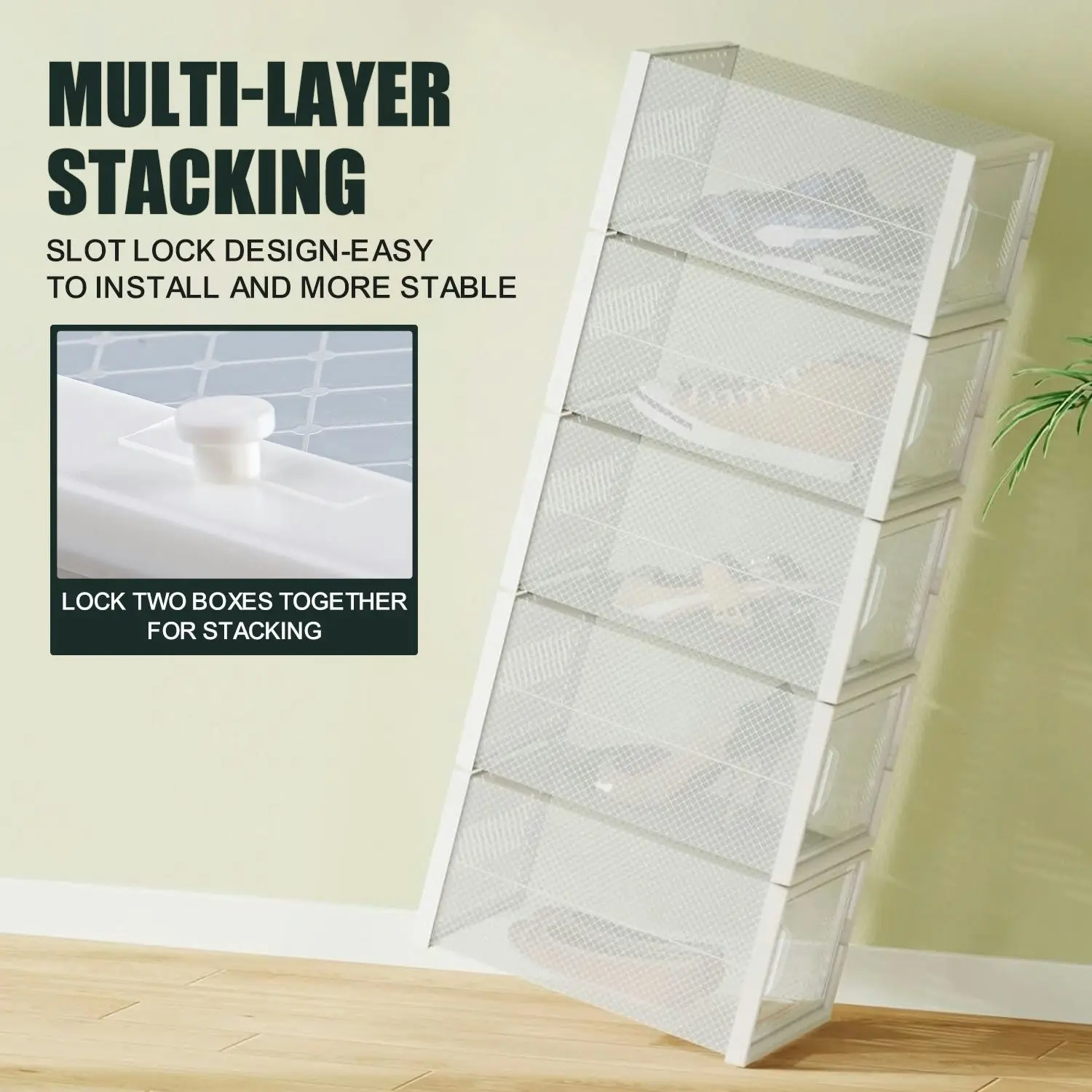 Stelive 12PCS Shoe Display Box Shoe Box Storage Containers Stackable Shoe Storage Box 33x25.4x18.6cm