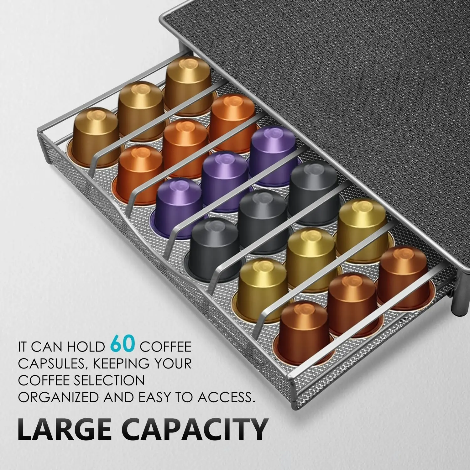 Stelive Coffee Capsules Holder Drawer Coffee Pod Holder Storage Drawer 60 Coffee Pods Drawer Pods Organize Capsule Stand Dispenser Rack Storage