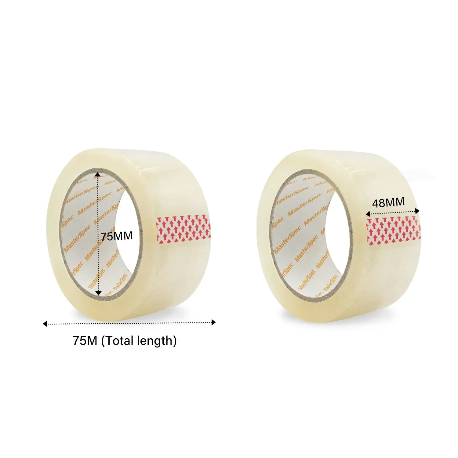 MasterSpec Clear Packing Tape - 6 Rolls, 450m Total Length, 48mm x 75m