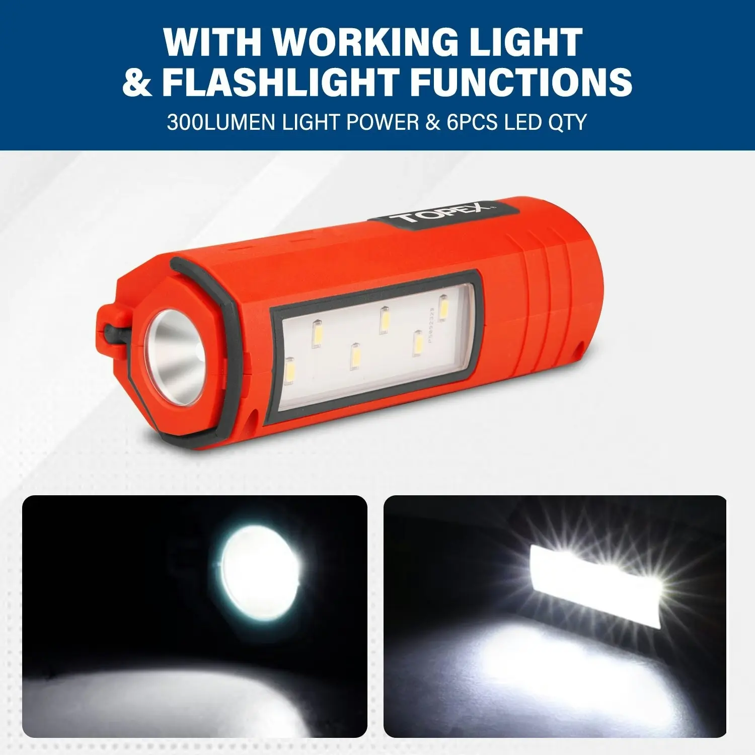 Topex 12V Cordless LED Worklight Lithium-Ion LED Torch Skin Only without Battery