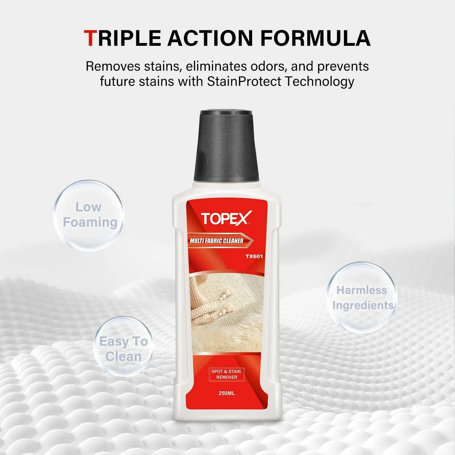 Topex Multi Fabric Cleaner 250 ml Low Foaming Carpet Cleaner for Spot Cleaner(TX600)