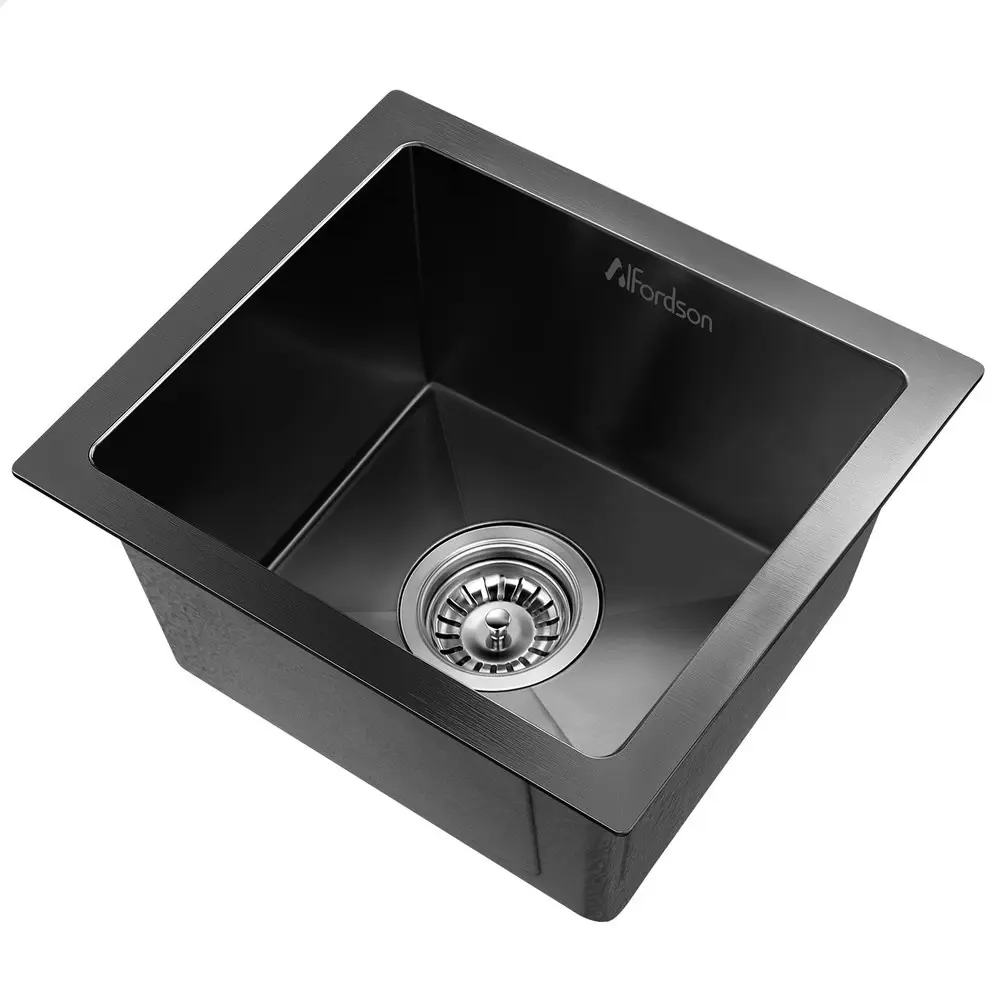 Alfordson Kitchen Sink Stainless Steel Drop in Flush Under Mount 340X310MM Black