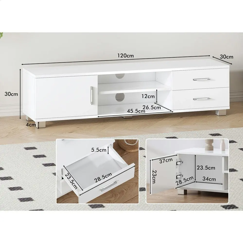 Alfordson Entertainment Unit Cabinet 120cm White