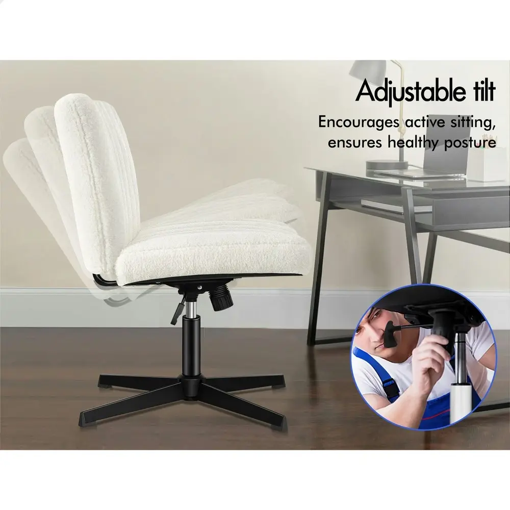 Alfordson Office Chair with Ottoman Boucle White